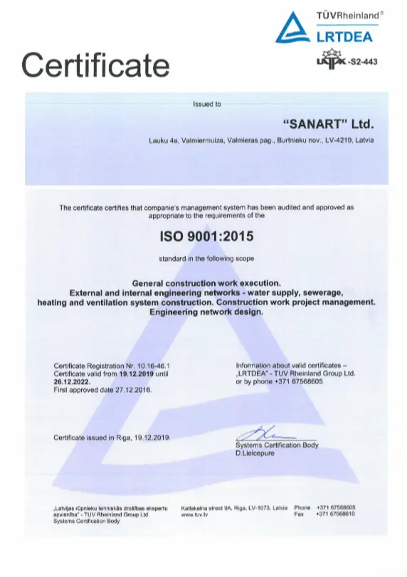 Sert SANART ISO.9001 2025 EN