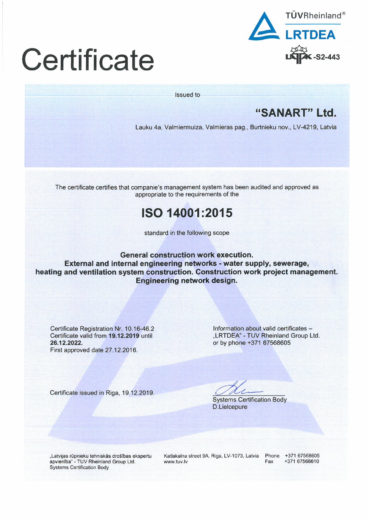 Sert SANART ISO.14001 2019 EN 1